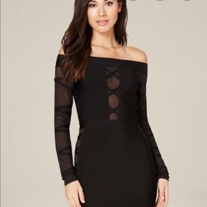 Mesh detail sweater dress bebe